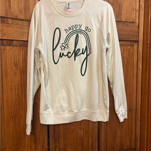 Cream 'Happy Go Lucky' Sweatshirt